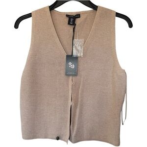 Sincerely Jules Beige Knit Button-Front Vest